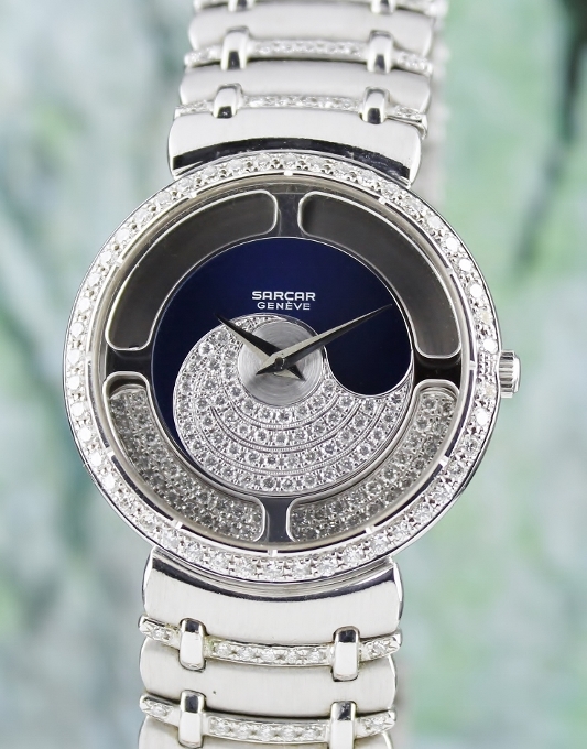 (image for) 100% ORIGINAL SARCAR 18K WHITE GOLD MAGIC MOON QUARTZ WATCH